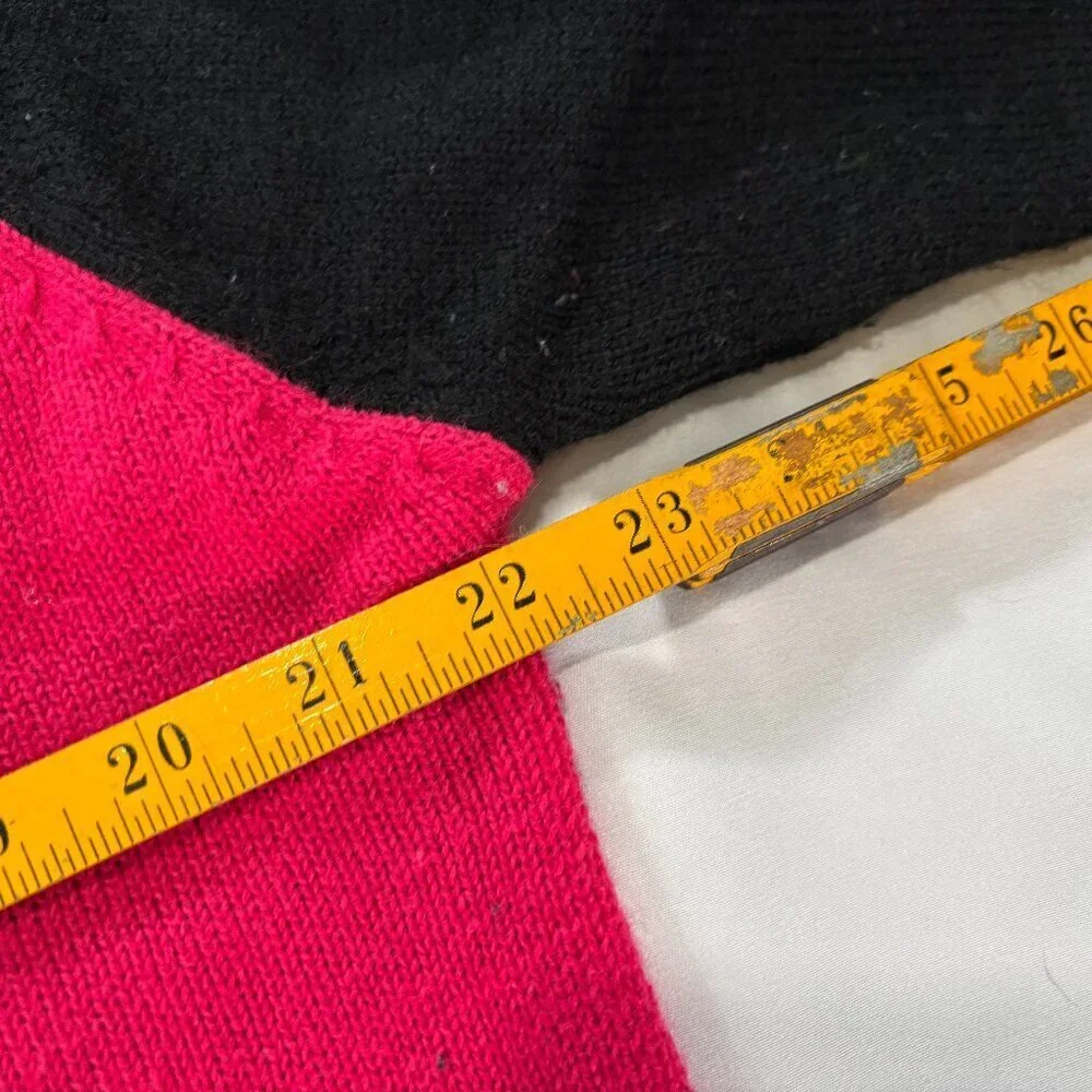 Vintage Pink Black Color Block Striped Sweater Top V-Neck Small/Medium  Lot J